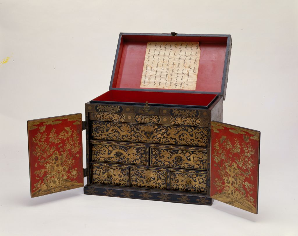 图片[2]-Wanli black paint with gold dragon pattern box-type cabinet-China Archive